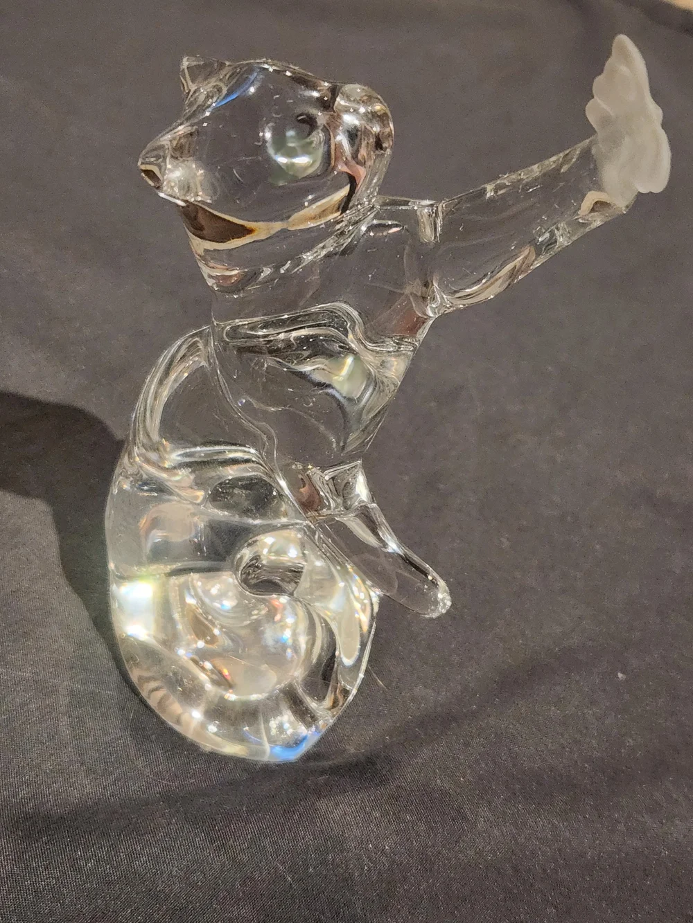 Lenox Lead Crystal Gentle Friends Cat Butterfly Paperweight Shelf Sitter